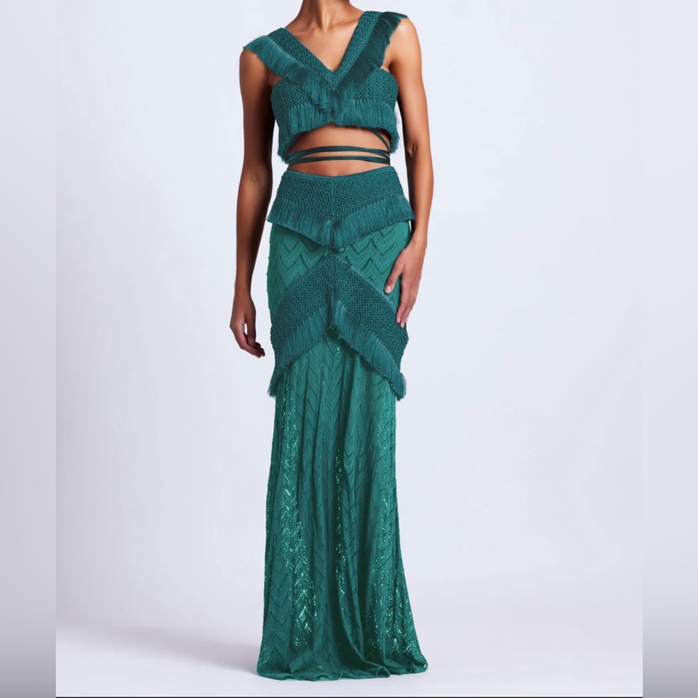 Green fringe beach cover up dress